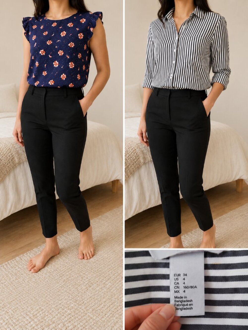 Women’s Size Small Blouse Bundle | Floral Ruffle Top + Striped Button-Up